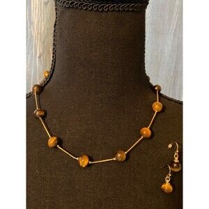 Tigers Eye bead necklace and matching earings